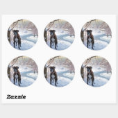 Boxer lässt es Weihnachten schnee Runder Aufkleber (Blatt)