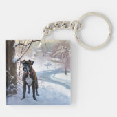 Boxer lässt es Weihnachten schnee Schlüsselanhänger (Rückseite)