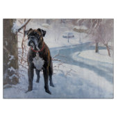 Boxer lässt es Weihnachten schnee Schneidebrett (Vorderseite)