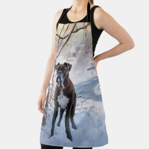 Boxer lässt es Weihnachten schnee Schürze