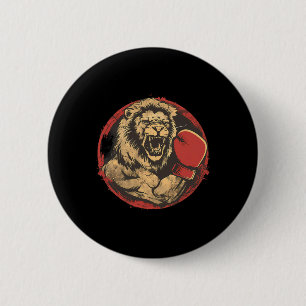 Boxer Lion Portrait Motif Wildlife Kickboxing Lieb Button
