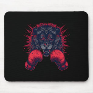 Boxer Lion Portrait Motif Wildlife Kickboxing Lieb Mousepad