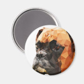 Boxer Low Poly Art Magnet (Vorderseite/Rückseite)