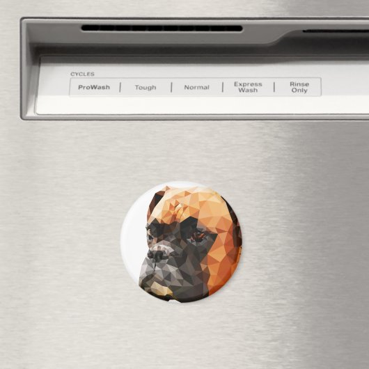 Boxer Low Poly Art Magnet (In Situ (Geschirrspüler))