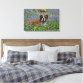 Boxer Lying in Bluebells Leinwanddruck (Insitu (Schlafzimmer))