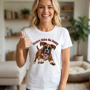 Boxer Machen Mich Glücklich 3D Boxer Hund T-Shirt