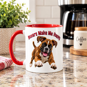 Boxer Machen Mich Glücklich 3D Boxer Hund Tasse