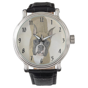 Boxer-Malerei - Niedliche Original Hunde-Kunst Armbanduhr