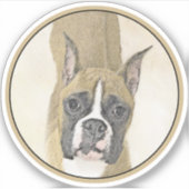 Boxer-Malerei - Niedliche Original Hunde-Kunst Aufkleber (Vorderseite)