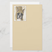 Boxer-Malerei - Niedliche Original Hunde-Kunst Briefpapier (Vorne/Hinten)