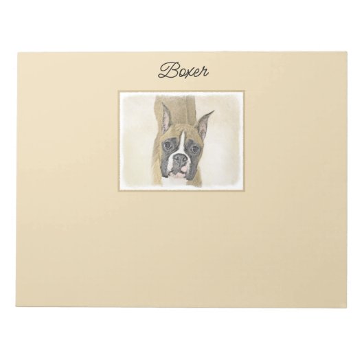 Boxer-Malerei - Niedliche Original Hunde-Kunst Notizblock (Vorderseite)