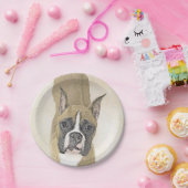 Boxer-Malerei - Niedliche Original Hunde-Kunst Pappteller (Party)