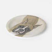 Boxer-Malerei - Niedliche Original Hunde-Kunst Pappteller (Schrägansicht)