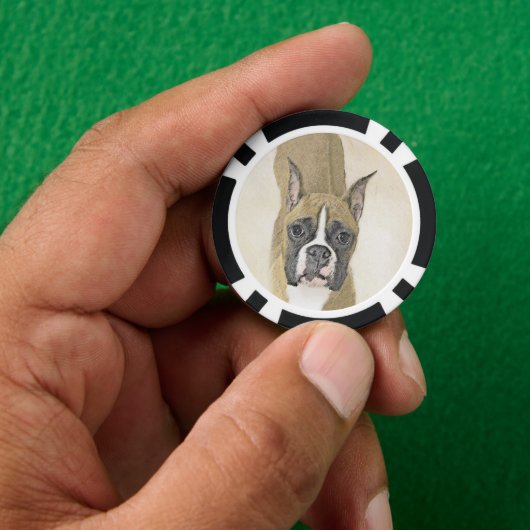 Boxer-Malerei - Niedliche Original Hunde-Kunst Pokerchips (Hand)