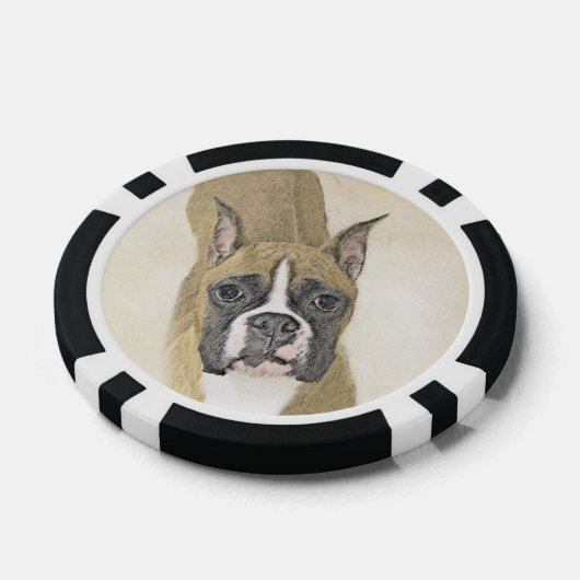 Boxer-Malerei - Niedliche Original Hunde-Kunst Pokerchips (Einzeln)