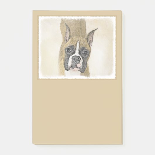 Boxer-Malerei - Niedliche Original Hunde-Kunst Post-it Klebezettel (Vorderseite)