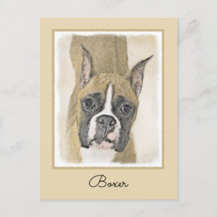 Boxer-Malerei - Niedliche Original Hunde-Kunst Postkarte