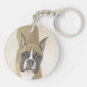 Boxer-Malerei - Niedliche Original Hunde-Kunst Schlüsselanhänger (Rückseite)