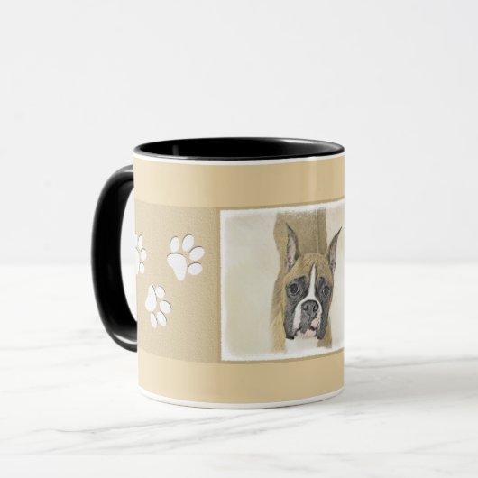 Boxer-Malerei - Niedliche Original Hunde-Kunst Tasse (Vorderseite Links)