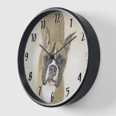 Boxer-Malerei - Niedliche Original Hunde-Kunst Uhr (Winkel)