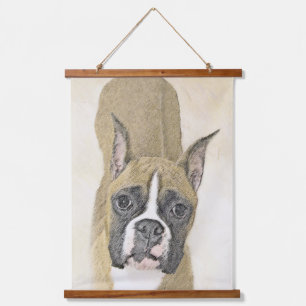 Boxer-Malerei - Niedliche Original Hunde-Kunst Wandteppich Mit Holzrahmen