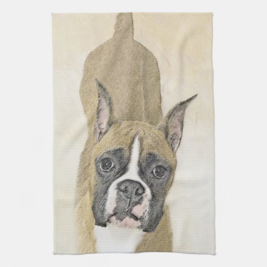 Boxer-Malerei - Niedliche Original-Hundekunst Handtuch (Vertikal)