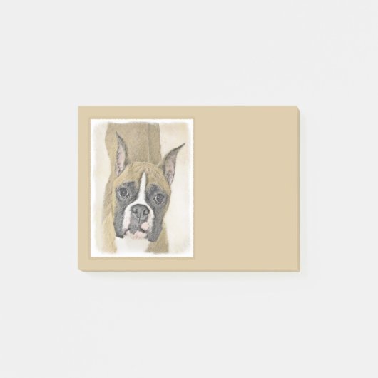Boxer-Malerei - Niedliche Original-Hundekunst Post-it Klebezettel (Vorderseite)