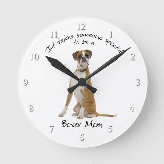 Boxer Mama Clock Runde Wanduhr (Vorderseite)