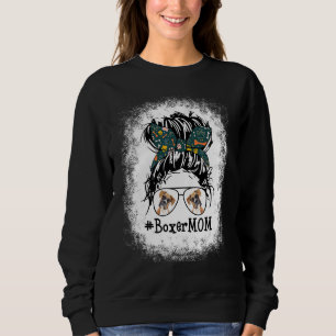 Boxer Mama gebleicht Messy Bun Hair Fun Mama Pet M Sweatshirt