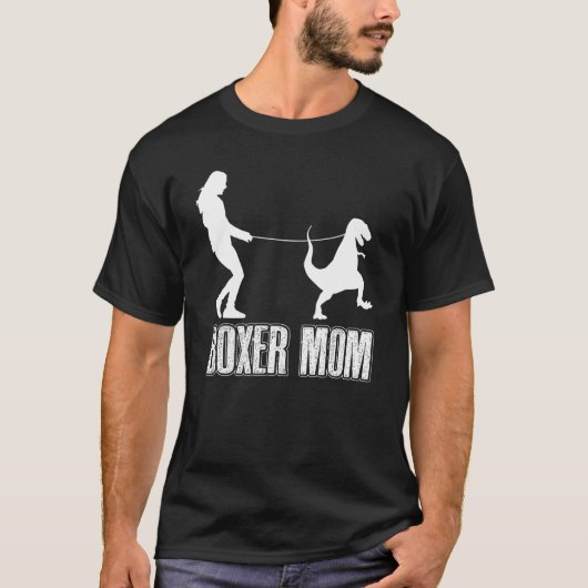Boxer Mama Hund Dinosaurier Frauentag T-Shirt (Vorderseite)