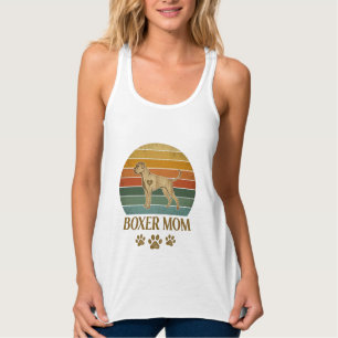 Boxer-Mama-Hund Retro-Sonnenuntergang-Pfotenabdrüc Tank Top
