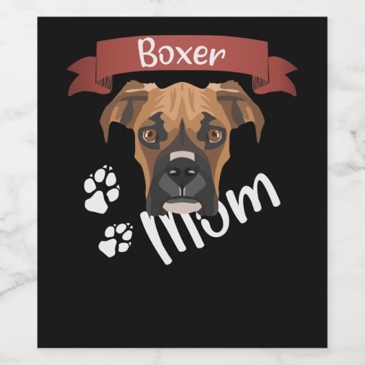 Boxer Mama, Hunde Mama Weinetikett (Einzelnes Label)
