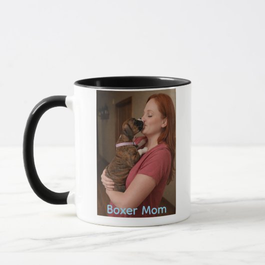 Boxer-Mama-Kaffeetasse mit süßem Brindle-Boxer-Wel Tasse (Links)