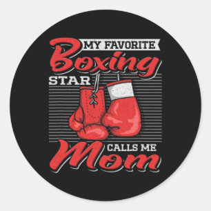 Boxer Mama Mein Lieblings-Boxing-Star nennt mich M Runder Aufkleber