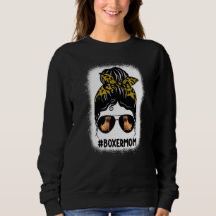 Boxer Mama Messy Bun Hair Leopard Druckgläser Dog Sweatshirt