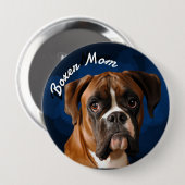 Boxer-Mama mit blauem Hintergrund Button (Vorne & Hinten)