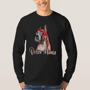 Boxer Mama Mommy Mama Red Scarf Eyeglasses Paws To T-Shirt