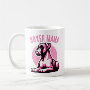 Boxer Mama: Niedliche Pink Boxer Dog Silhouette Kaffeetasse