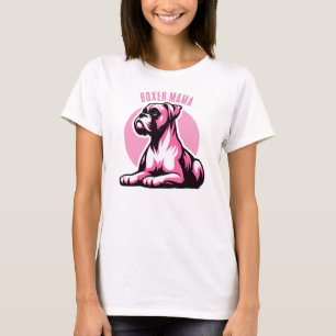 Boxer Mama: Niedliche Pink Boxer Dog Silhouette T-Shirt