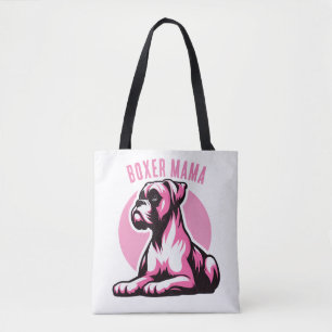 Boxer Mama: Niedliche Pink Boxer Dog Silhouette Tasche