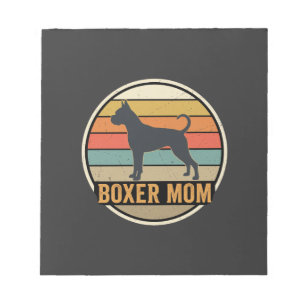 Boxer-Mama Retro-Sonnenuntergang Hund Notizblock