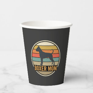 Boxer-Mama Retro-Sonnenuntergang Hund Pappbecher