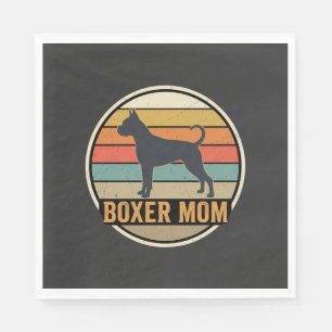 Boxer-Mama Retro-Sonnenuntergang Hund Serviette