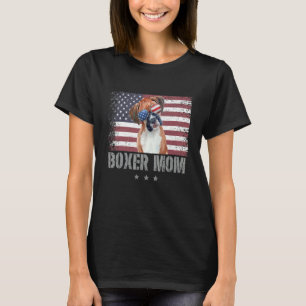 Boxer Mama Retro US American Flag Patriotic 4. T-Shirt