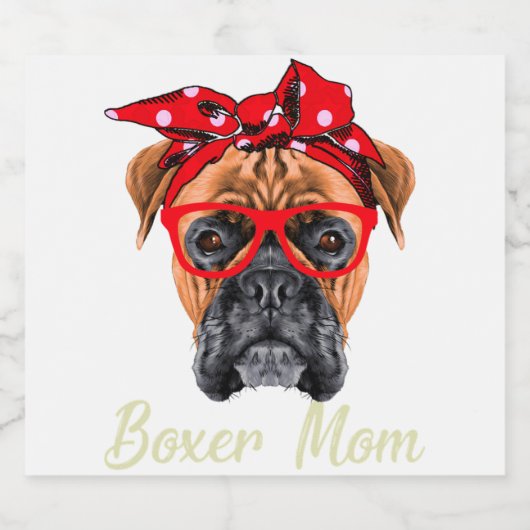 Boxer Mama Schaumweinetikett (Einzelnes Label)