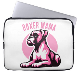 Boxer Mama: Süße rosa Boxer-Hund-Silhouette Laptopschutzhülle