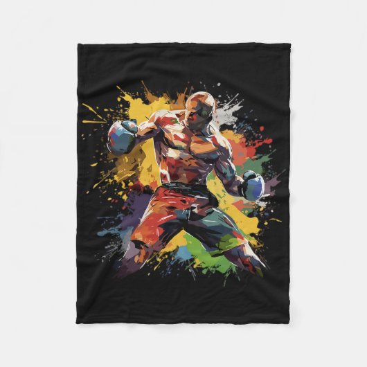 Boxer Man Boxing Paint Splash Boxhandschuhe Fleecedecke (Vorderseite)