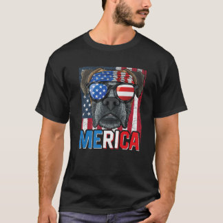 Boxer Merica Flag 4th July Hund American Puppy P T-Shirt