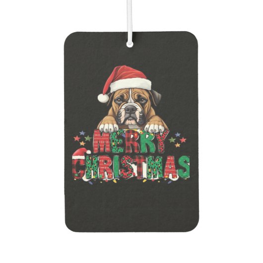 Boxer - Merry Christmas Dog Oversized T-Shirt Autolufterfrischer (Vorderseite)