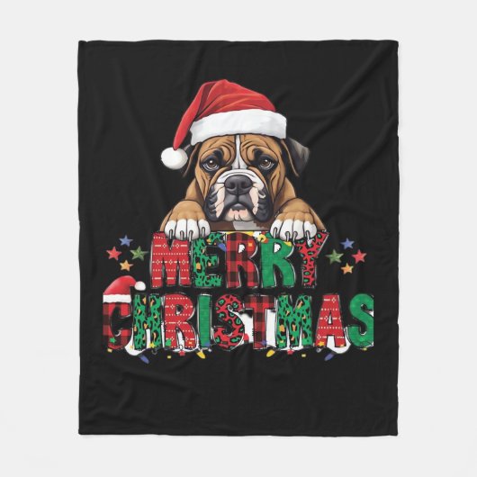 Boxer - Merry Christmas Dog Oversized T-Shirt Fleecedecke (Vorderseite)